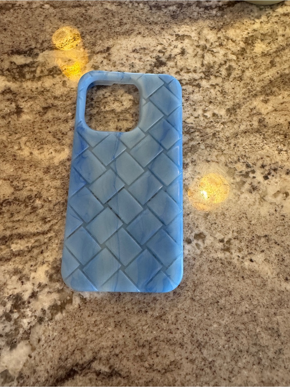 Bottega Veneta Blue Woven-Pattern Phone Case